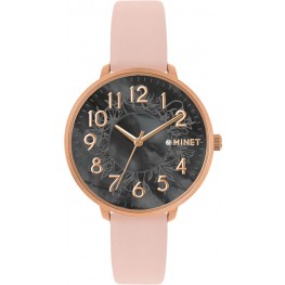 Rose gold dámské hodinky MINET MWL5163 PRAGUE Black Flower s čísly