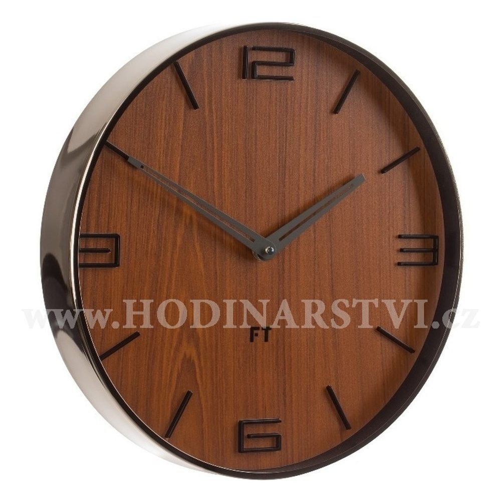 Designové nástěnné hodiny Future Time FT3010TT Flat walnut 30cm