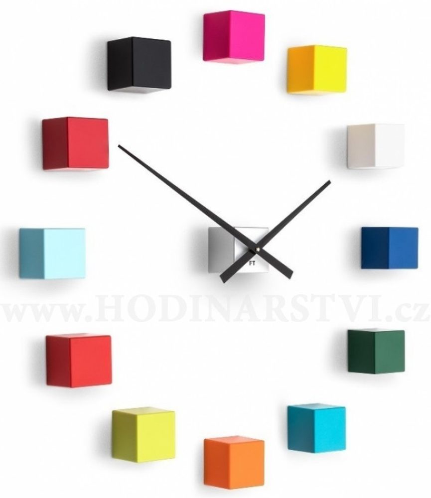 Designové nástěnné nalepovací hodiny Future Time FT3000MC Cubic multicolor