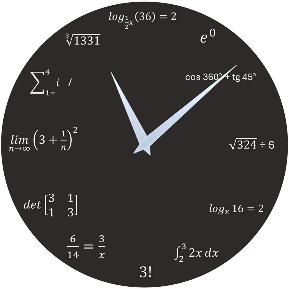 KUBRI KU2106 - Matematické hodiny od českého výrobce o rozměrech 20 až 44 cm